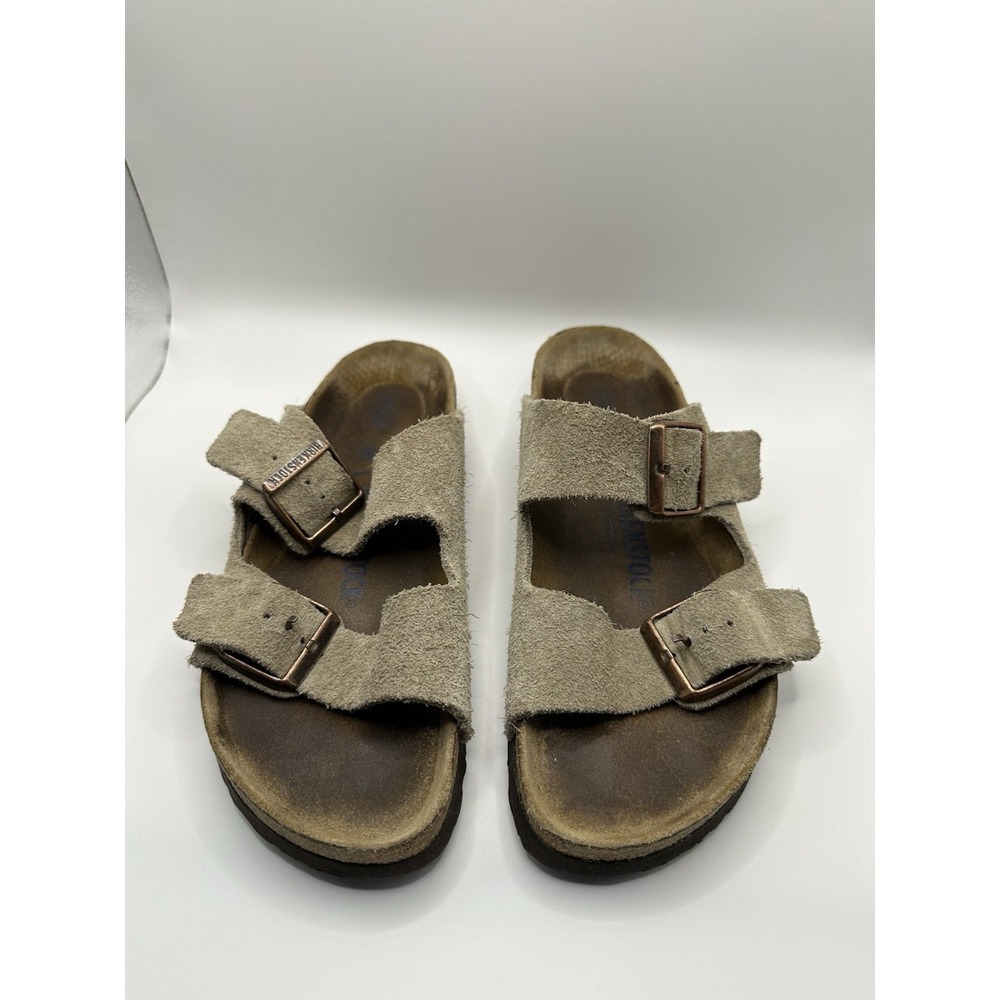 Birkenstock Arizona sandals Suede Leather Taupe Women's 7 And Eu38